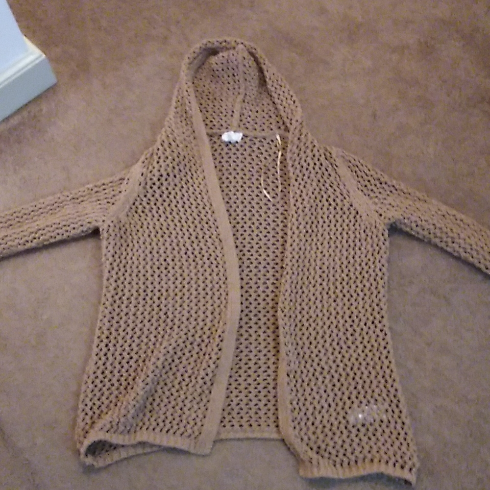 Knit hooded cardigan